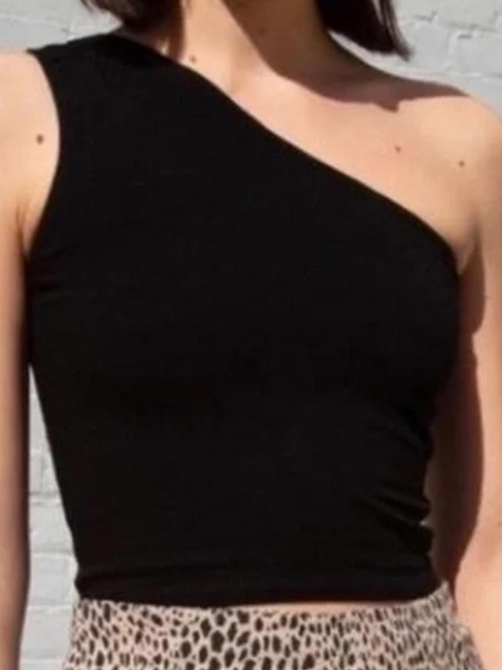Brandy Melville One-Shoulder Black Top